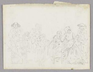 Arbeitende mit ihren Familien, aus: Skizzenbuch mit Figurenstudien und Ansichten des Palais Royal
