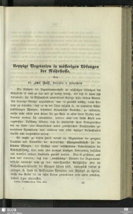 Ueppige Vegetation in wässerigen Lösungen der Nährstoffe