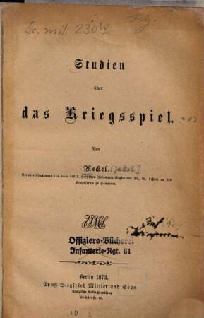 Studien über das Kriegsspiel