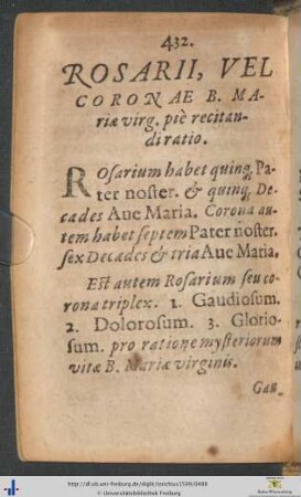 Rosarii Vel Coronae Beatæ Mariæ virginis