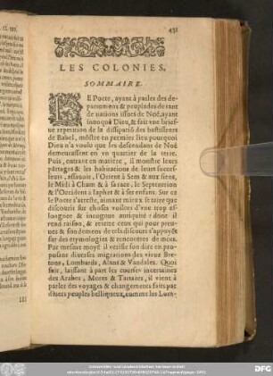 Les Colonies. Sommaire.