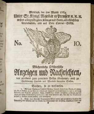 No. 10. Montags, den 5ten Martii 1764.