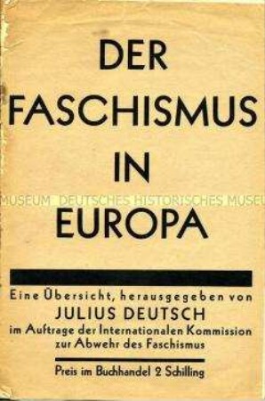 Sammlung von Beiträgen über den europäischen Faschismus Ende der 20er Jahre