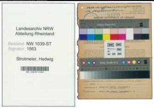 Entnazifizierung Hedwig Strotmeier , geb. 20.04.1921 (Postarbeiterin)