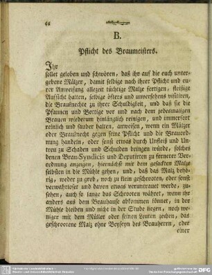 B. Pflicht des Braumeisters