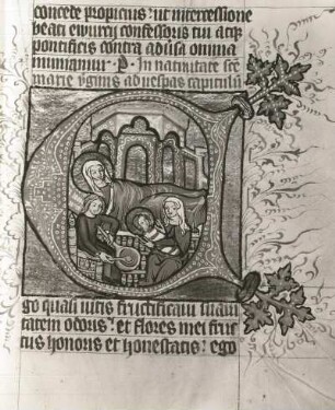 Missale, Initiale E mit Geburt Christi