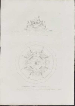 Pl. 26. Plan Et Élévations Partielle De La Grande Fontaine Sur La Place De La Cathédrale A Messine.