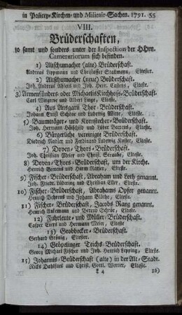 VIII. Brüderschaften.