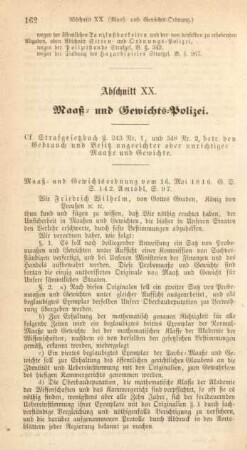Abschnitt XX. Maaß- und Gewichts-Polizei