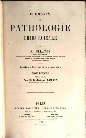 Éléments de pathologie chirurgicale, 1