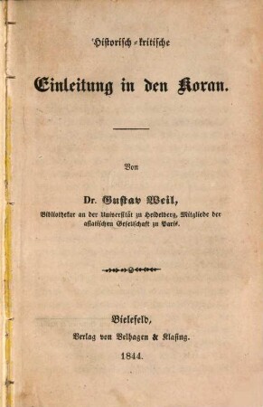 Historisch-kritische Einleitung in den Koran