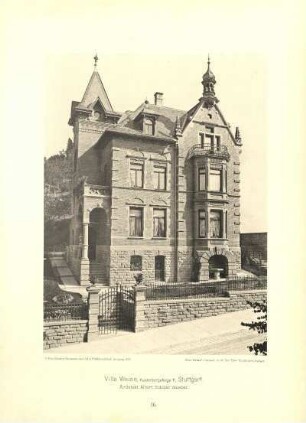 Tafel 16. Villa Weise, Hasenbergsteige 11, Stuttgart. Architekt. Albert Schiller