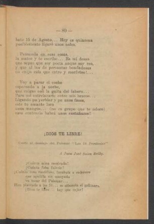 ¡Dios te libre! : Canto al desalojo del Palomar "Las 14 Provincias"