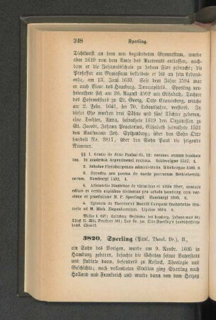 3820. Sperling (Paul, Theol, Dr.), II.