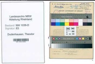 Entnazifizierung Theodor Dudenhausen , geb. 21.07.1911 (Bahnpolizist)