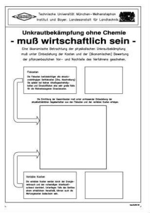 Unkrautbekämpfung ohne Chemie - muss wirtschaftlich sein -