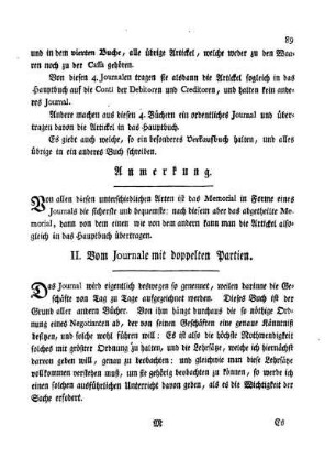 II. Vom Journale mit doppelten Partien.