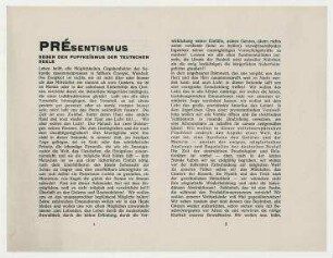 PRÉsentismus. Gegen den Puffkeismus der Teutschen Seele. Berlin, Februar 1921