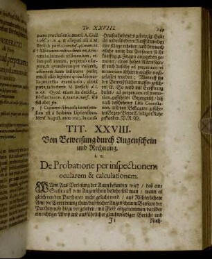 Tit. XXVIII. Von Beweisung durch Augenschein und Rechnung. [...]