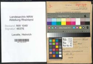 Entnazifizierung Heinrich Lavalle , geb. 17.02.1901 (Ingenieur)