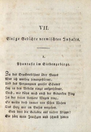 VII. Einige Gedichte vermischten Inhalts