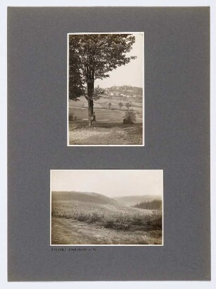 Referenzmappe 3/17 des Fotografen Walter Möbius : Mappenblatt 15 mit zwei Fotografien (Blick auf Frauenstein und Stephanshöhe von Westen)
