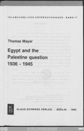 Egypt and the Palestine question 1936 - 1945