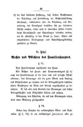 VI. Titel. Rechte und Pflichten des Familienhauptes.