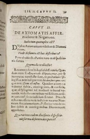 Caput II. De Axiomatis Affirmatione & Negatione.