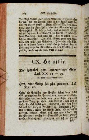 CX. Homilie. Die Parabel vom anvertrauten Gelde. Luk. XIX. 11-29
