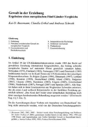 3-16, Gewalt in der Erziehung. Ergebnisse eines europäischen Fünf-Länder-Vergleichs