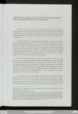 Between Guerrilla War And Political Murder: The Workers' Party Of Kurdistan