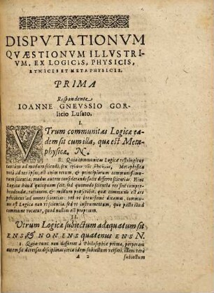 Dispvtationvm Qvaestionvm Illvstrivm, Ex Logicis. Physicis. Ethicis, Et Metaphysicis Prima (-Decima)