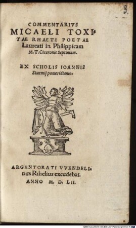 Commentarius Micaeli Toxitae Rhaeti poetae laureati in Philippicam M. T. Ciceronis Septimam