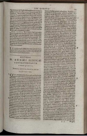 Epitomae M. Annaei Senecae Controversiarum Liber Quartus
