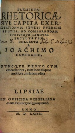 De Ratione Discendi, Et Ordine Studiorum In Singulis Artibus recte instituendo