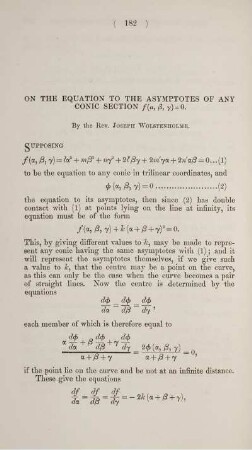 On the equation to the asymptotes of any conic section ... .