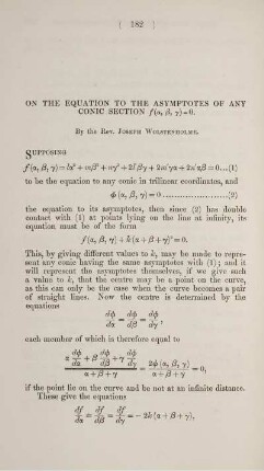 On the equation to the asymptotes of any conic section ... .