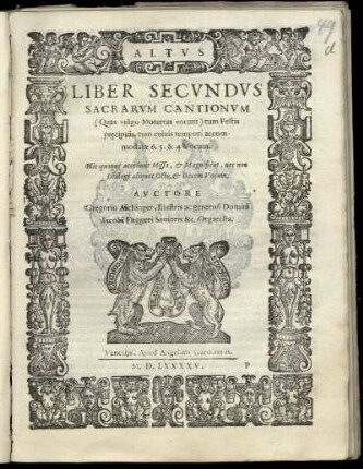 Gregor Aichinger: Liber secundus sacrarum cantionum ...