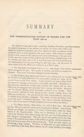 Summary of the administration report of Burma for the year 1902-03