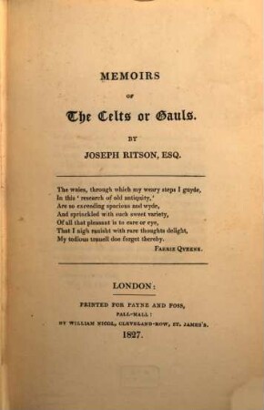 Memoirs of the Celts or Gauls