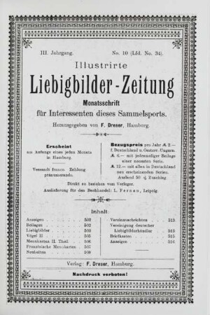 III. Jahrgang. No. 10 (Lfd. No. 34). (Hamburg, 1. October 1898.)