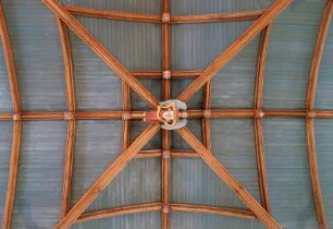Frankreich. Bretagne. Morbihan. Chapelle Saint Fiacre. 15 Jahrhundert. Deckenkonstruktion