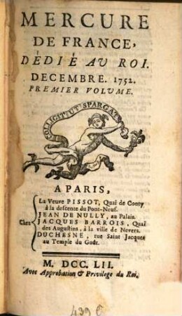 Mercure de France. 1752, 12