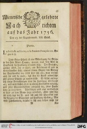 Den 13. des Augustmonats. XIII. Stück