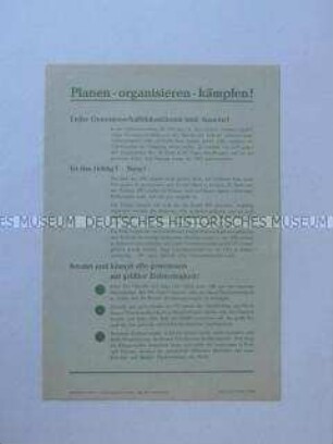 Propagandaflugblatt der SED-Kreisleitung Gera-Land zur Planerfüllung in der Landwirtschaft