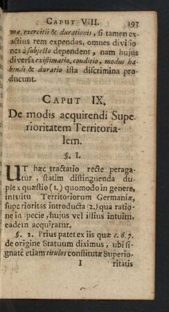 Caput IX. De modis acquirendi Superioritatem Territorialiem.