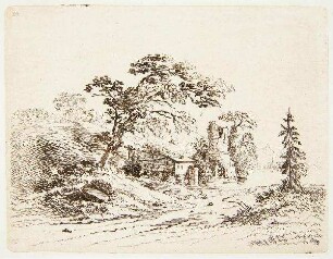Haus mit Turmruine