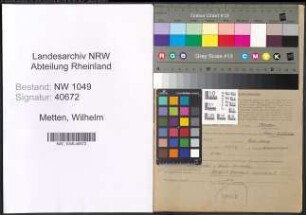 Entnazifizierung Wilhelm Metten , geb. 08.01.1888 (Werkmeister)
