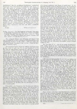 121-122 [Rezension] Tyconius Afer, The Turin fragments of Tyconius' commentary on revelation